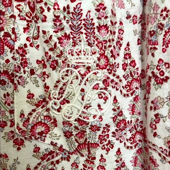 Ralph Lauren Other - Ralph Lauren 100% Cotton Floral Rose Red Pink Jacquard Paisley Sleep Shirt Gown
